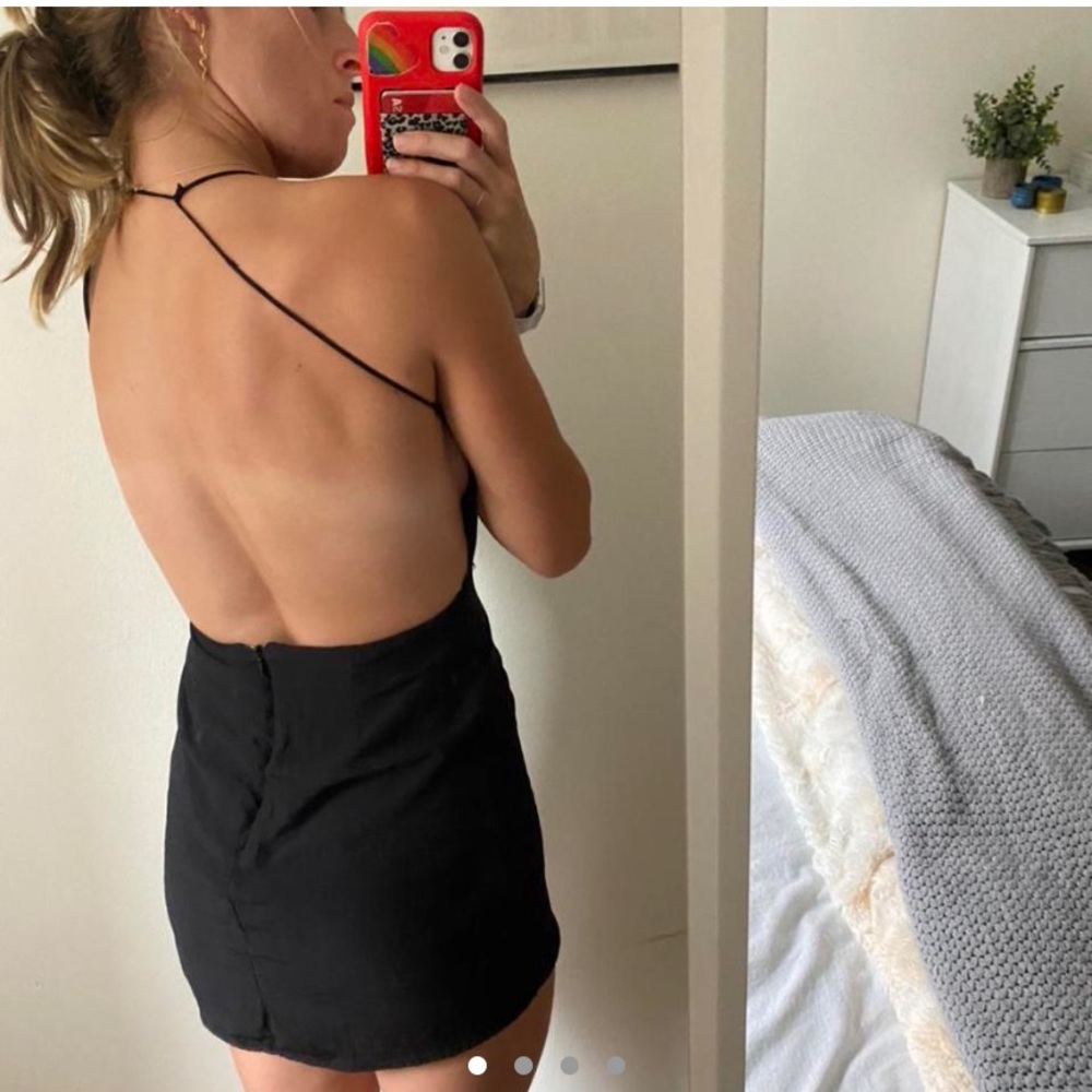 Black backless open back lbd mini dress